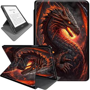 Rotating Case for Kindle Paperwhite 4 2018,PU Leather 360 Degree Rotating Smart Stand Fold Protective Smart Case Cover for Amazon Kindle Paperwhite 10 Gen 2018,Fire Dragon