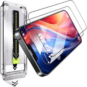 2 Pack for iPhone 14/iPhone 13 Pro/iPhone 13 Screen Protector, One-Pull Installation, Auto-Dust Removal, Bubble-proof, Full Coverage 9H 0.33mm Ultra HD Clear Tempered Glass, Easy Installation