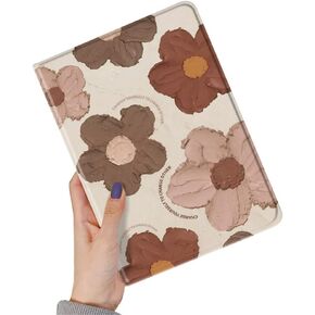 Floral Pattern iPad 10th Generation Case with Pencil Holder Soft TPU Protective Stand Back Cover Cute Flower Cover Auto Wake Sleep (Color B)