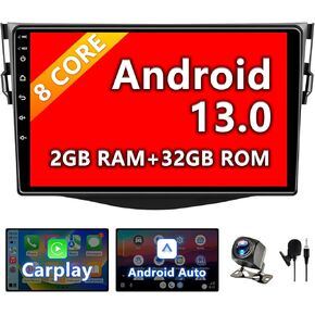 BINIZE Compatible with Toyota RAV4 2006 2007 2008 2009 2010 2011 2012 Android Car Stereo Radio Wireless Carplay Android Auto, 9 Inch Touchscreen Bluetooth Navigation, WiFi, AM/FM Radio Mirror Link