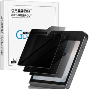 Orzero (3 Pack Privacy Outer Screen Protector Compatible for Samsung Galaxy Z Flip 6/Z Flip 5 5G, Anti-Spy Tempered Glass 9H Anti-Scratch Bubble-Free