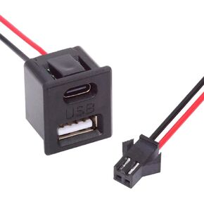 NFHK DIY OEM Type-C & Type-A Female Socket to 2Pin Header Cable Pitch=2.54mm Latch Mount Type DC 5V Power