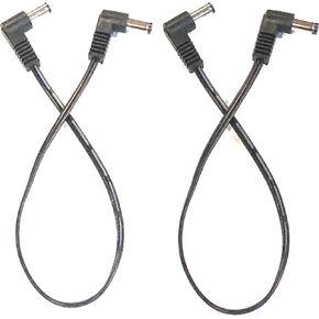 Keen Eye (2) Pack 1 ft. Right Angle DC Power 5.5mm x 2.1mm Male Male Flat Cable for Musical Instrument Pedals