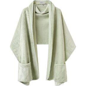 Keyocean Fleece Wrap Shawl with Large Front Side Pockets for Fall Winter