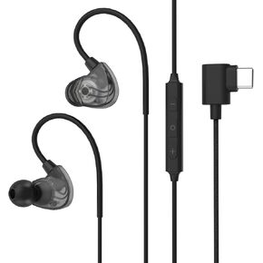 Cubilux Right Angle USB C Earphones [96KHz/24-bit DAC] for Samsung S24/S23/S22/S21 Tab S9/S8/S7/S6, iPhone 15+ 15 Pro Max, iPad 10 iPad Pro/Air 5 4, Pixel 8/7/6 Pro, Type C in-Ear Gaming Headphones