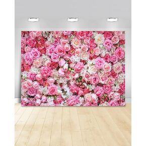Mocsicka Pink Rose Backdrop Hapy Valentine's Day Wall Backdrops for Photography Baby Shower Wedding Happy Birthday Day Photo Background Supplies Photo Booth Props (Pink, 7x5ft(82"x60"))