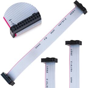 2.54mm Flat Ribbon IDC Cable Female to Female, Flat Ribbon Cable Connector 14P FC 14-Pin 50cm Length 2Pcs (TC-50cm-FF14P-2)