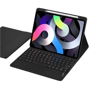 Keyboard Case for iPad (A16) 11th/iPad 10th Gen with Touchpad, Candy Color Round Keys Magnetic Detachable Keyboard with Multi-Touch Trackpad and Pencil Holder，Misty Blue