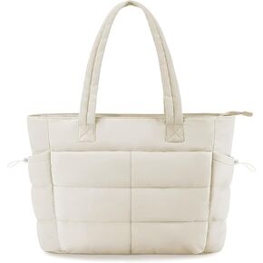 Tote Bags For Women Puffer Shoulder Bag with Zipper Quilted Satchel Handbags For Work,Travel, Gym, Light Waterproof