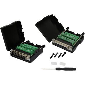 TwinkleBay DB25 Connector to Wiring Terminal Db25 Breakout Board Solder-Free with Case (Male Adapter x1, Female Adapter x1)