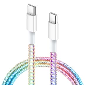 Coolden USB C to USB C Cable 3.3FT Type C Charger Fast Charging Cord Spring Braided Type C Cable for Women for iPhone 16 Pro Max,Samsung Galaxy S25 Ultra/S25+ S24 S23 S22,iPad 10th Generation