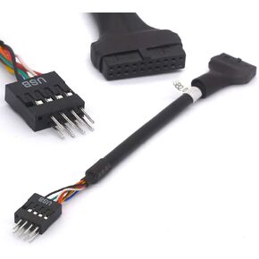 USB 3.0 to 2.0 Adapter Header Cable Converter USB3.0 19 Pin Female to USB2.0 9 Pin Male convertor Motherboard from Intel ASUS Gigabyte MSI Ports(19Pin Female to 9Pin Male)