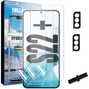 LOOKSEVEN [3+2 3 Packs Hydrogel Film Screen Protector(Not Glass) + 2 Packs Tempered Glass Camera Lens Protector For Samsung Galaxy S22 Plus