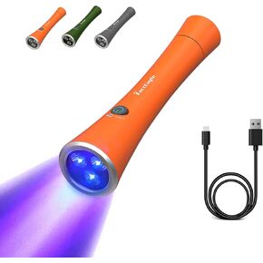 UVA-M1 UV Flashlight Black Light, 365nm Ultraviolet Pet Urine Detector, Portable USB Rechargeable Handheld Torch for Dog/Cat Stains, Scorpions, and Resin Curing (Battery Included),Orange