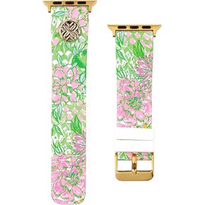 Lilly Pulitzer Silicone Apple Watch Band for Women ، الحجم لتناسب ساعات ذكية 38 مم و 40 مم ، متوافقة مع Apple Watch Series 1-6 و SE ، والليمون شعور جيد