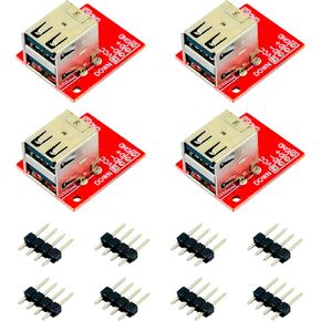 4pcs USB Type a Female Breakout Board Double Deck with 4 Pins Straight Pin Header Easy for breadboard DIY