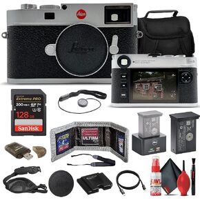 Leica M11 Digital Rangefinder Camera - Silver (20201) with 128GB Extreme Pro SD Card + Padded Camera Bag + Memory Card Wallet & Reader + Neck Strap + Lens Cap Keeper + Cleaning Kit