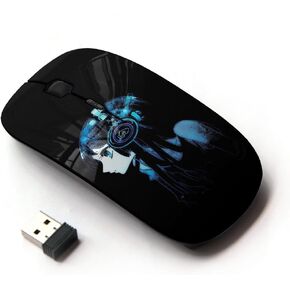 [ Optical 2.4G Wireless Mouse [ Headphones Anime Girld Art Drawing Music ]