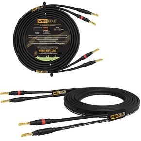 WORLDS BEST CABLES 6 Foot WBC-GOLD-LOCAP-SPKR-12 AWG - Low-Capacitance - Low-Inductance - High Purity OFC - Audiophile HiFi Speaker Cable Pair with Eminence Gold Banana Plugs