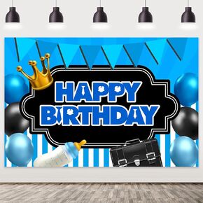 Boss Baby Boy Birthday Backdrop Black Blue Boss Themed Birthday Decorations Little Baby Boy Business Birthday Background Cloth for Boys Dreaming Boss Birthday Party Supplies 5 * 3ft