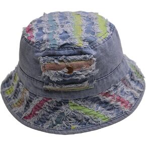 Fashion Distressed Fishing Bucket Hat for Women, Sun Hat, Outdoor Beach Hat