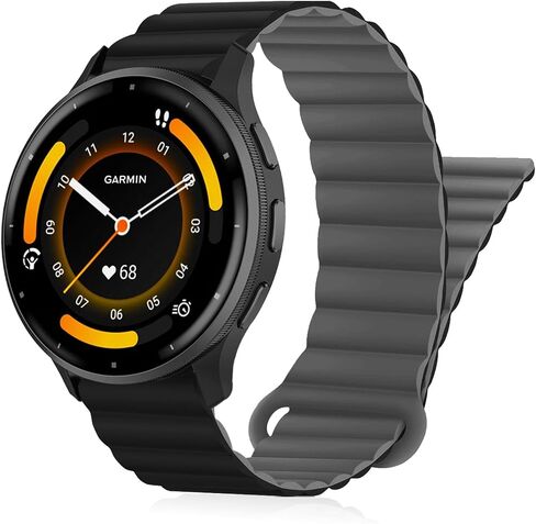 Watch Bands Compatible with Garmin Vivoactive 4 / Venu 3 / Venu 2 45mm, 22mm Double Sided Silicone Magnetic Watch Band Soft Sport Strap for Garmin Forerunner 745/265/255/255 Music Smart Watch in Saudi Arabia
