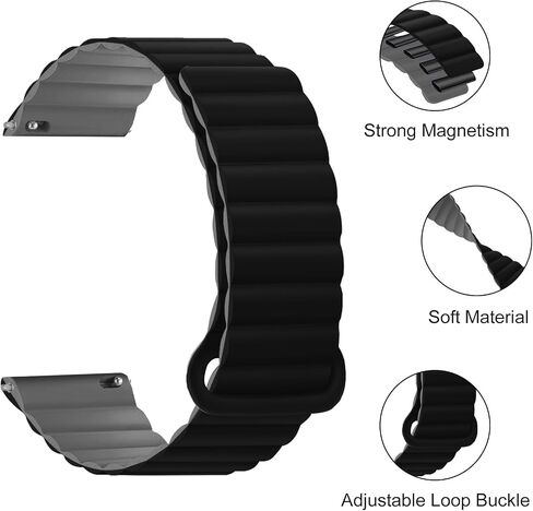 Watch Bands Compatible with Garmin Vivoactive 4 / Venu 3 / Venu 2 45mm, 22mm Double Sided Silicone Magnetic Watch Band Soft Sport Strap for Garmin Forerunner 745/265/255/255 Music Smart Watch in Saudi Arabia