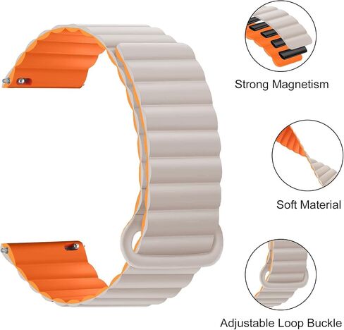 Watch Bands Compatible with Garmin Vivoactive 4 / Venu 3 / Venu 2 45mm, 22mm Double Sided Silicone Magnetic Watch Band Soft Sport Strap for Garmin Forerunner 745/265/255/255 Music Smart Watch in Saudi Arabia