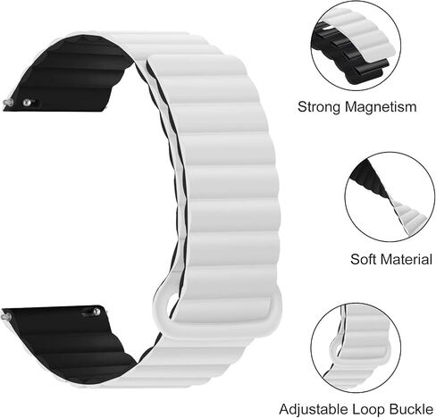 شاهد عصابات متوافقة مع Garmin Vivoactive 4/Venu 3/Venu 2 45mm ، 22 مم من سليكون السليكون المغناطيسي حزام ناعم الرياضة ل Garmin Forerunner 745/265/255/255 MUSIC SMART WATCH in Kuwait