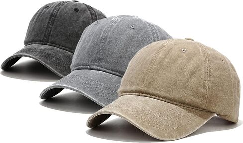 Umeepar 3 Pack Baseball Cap Vintage Distressed Low Profile Unstructured Plain Cotton Dad Hat Adjustable for Women Men in Kuwait