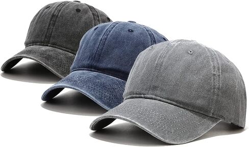 Umeepar 3 Pack Baseball Cap Vintage Distressed Low Profile Unstructured Plain Cotton Dad Hat Adjustable for Women Men in Kuwait