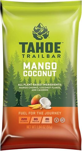 Tahoe Trail Bar, Plant-Based Natural Energy Bar (1.94 Ounce Protein Bar, 12 Count) High Protein Non-GMO, Gluten-Free, Vegan Healthy Snacks - Mango Coconut in Saudi Arabia