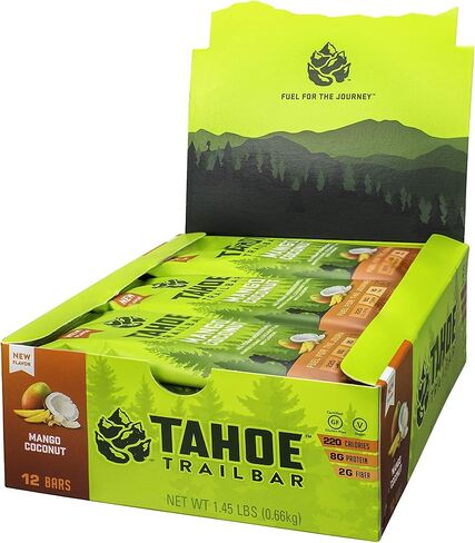 Tahoe Trail Bar, Plant-Based Natural Energy Bar (1.94 Ounce Protein Bar, 12 Count) High Protein Non-GMO, Gluten-Free, Vegan Healthy Snacks - Mango Coconut in Saudi Arabia