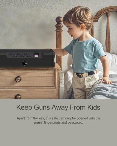 Biometric Handgun Safe with Fingerprint, Digital PIN and Key Access, 2 Gun Capacity,Hand Gun lock box for Car Cloakroom living room Bedroom and Nightstand,USB Power Backup. in Saudi Arabia