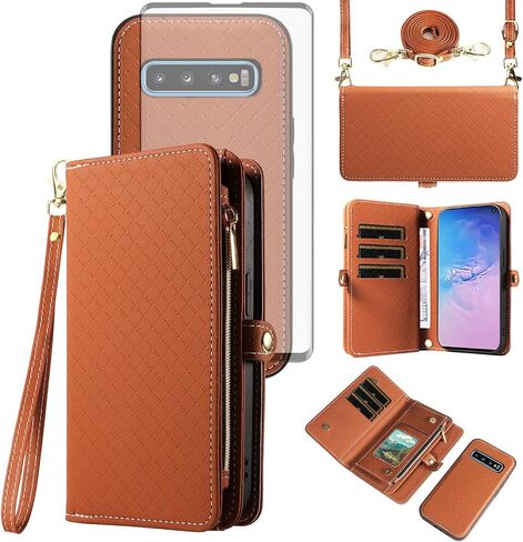 ASUWISH PHONE CASE لـ SAMSUNG GALAXY S10 SHIPPER WALLET غطاء خلية قابلة للفصل مع حامي شاشة زجاجية مقسّر in Saudi Arabia