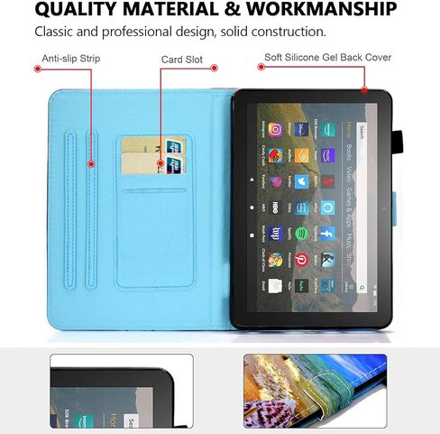 الحالة الذكية لـ Amazon Fire HD 8 12th/10th Generation ، Fire HD 8 Plus Case 2022 2020 ، TechCircle Slim Folio Cover Flip Magnetic Slots+Pen Pend in Kuwait