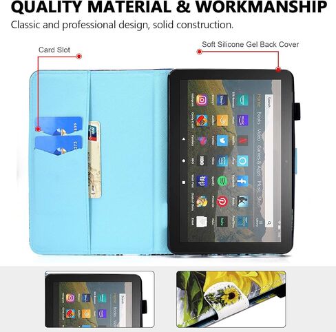 الحالة الذكية لـ Amazon Fire HD 8 12th/10th Generation ، Fire HD 8 Plus Case 2022 2020 ، TechCircle Slim Folio Cover Flip Magnetic Slots+Pen Pend in Kuwait