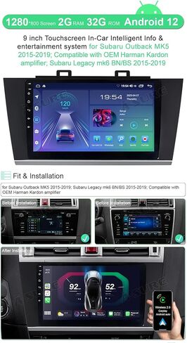 ASURE 9 بوصة ترقية الراديو ستيريو للسيارة لـ Subaru Outback MK5 2015-2019 ، طراز الأساس ، 4Core 2G+32G Android GPS Navigation مع مشغل Multimedia اللاسلكي ، Android Auto ، in Kuwait