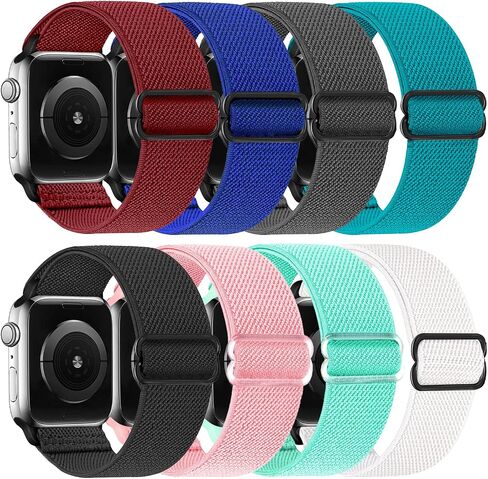 8 حزمة مرنة الاستبدال الرياضية الفرقة متوافقة مع IWatch 38mm/40mm/41mm/42mm/44mm/45mm للنساء والرجال ، حزام يدوي أزياء الأزياء يدويًا لسلسلة Iwatch Series 7/6/5/4/2/2/1/1 in Kuwait
