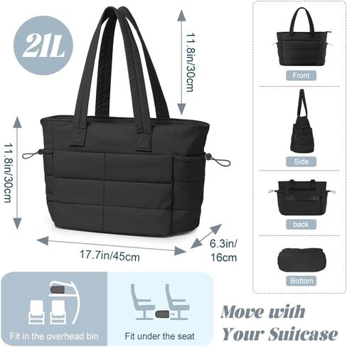 Tote Bags For Women Puffer Shoulder Bag with Zipper Quilted Satchel Handbags For Work,Travel, Gym, Light Waterproof in Saudi Arabia
