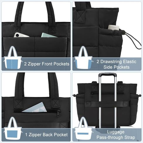 Tote Bags For Women Puffer Shoulder Bag with Zipper Quilted Satchel Handbags For Work,Travel, Gym, Light Waterproof in Saudi Arabia