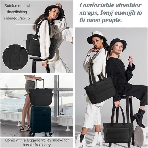 Tote Bags For Women Puffer Shoulder Bag with Zipper Quilted Satchel Handbags For Work,Travel, Gym, Light Waterproof in Saudi Arabia