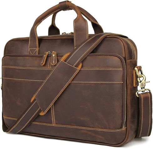 Augus Leather Messenger Bag for Men Vintage Travel Backpack 17 inch laptop Briefcase Shoulder Bags in Kuwait