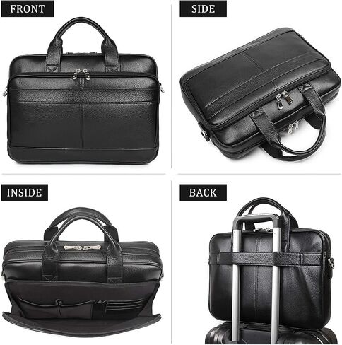Augus Leather Messenger Bag for Men Vintage Travel Backpack 17 inch laptop Briefcase Shoulder Bags in Kuwait