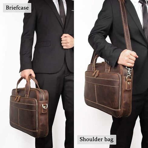 Augus Leather Messenger Bag for Men Vintage Travel Backpack 17 inch laptop Briefcase Shoulder Bags in Kuwait