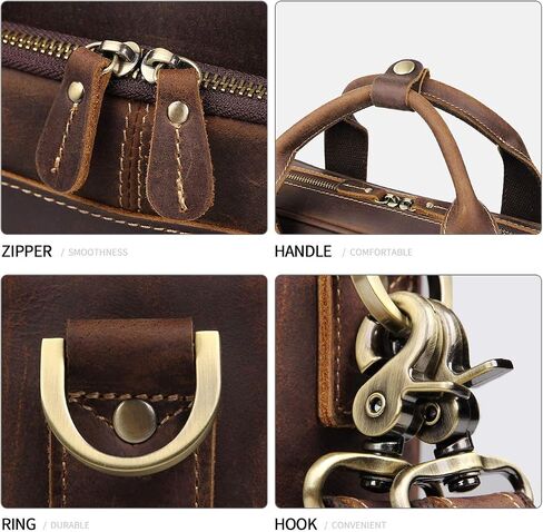 Augus Leather Messenger Bag for Men Vintage Travel Backpack 17 inch laptop Briefcase Shoulder Bags in Kuwait
