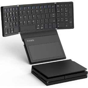 MOSHOU Foldable Wireless Keyboard, Portable Full Size Folding Keyboard with Touchpad, Rechargeable Keyboard Wireless Travel Keyboard for Windows, iOS, Android, Mac