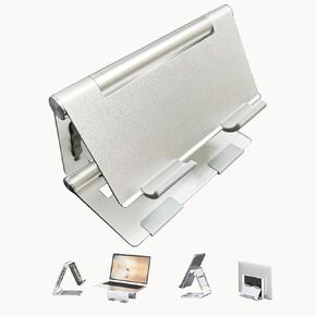 BASUKI Aluminum Tablet Stand,Mobile Phone Stand,Laptop Heightening Stand, Compatible with iPhone, iPad, Laptop(Silver)