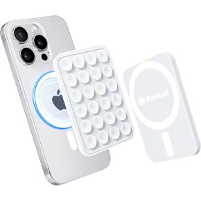 Magnetic Suction Phone Mount for MagSafe Case, Silicone Grip Secure Mirror Shower Phone Holder for iPhone 12/13/14/15/16, Hands-Free Selfie/Video for TikTok Creator/Influencer (White)