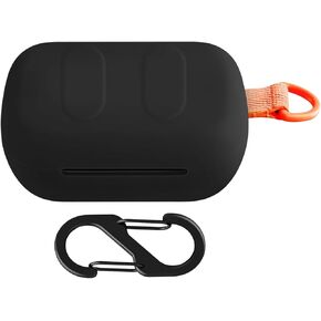 Silicone Case for Skullcandy Dime 3, Shockproof Protective Earbuds Cover with Carabiner Accessories(Black)